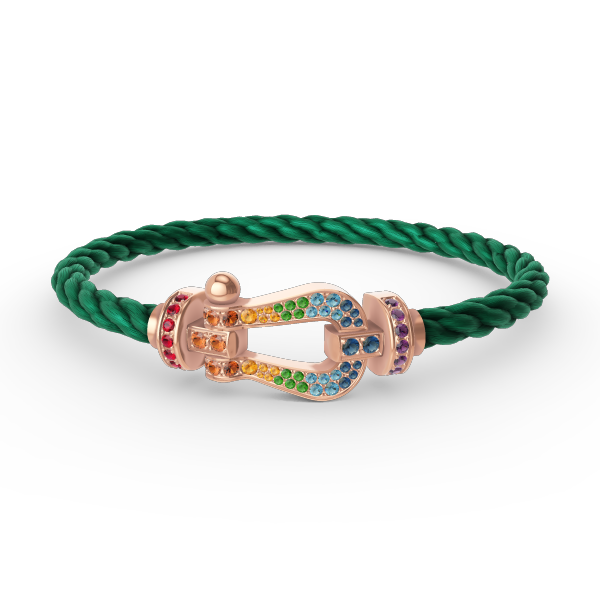 [Zalyn]FORCE LARGE HORSESHOE COLORED DIAMOND BRACELET - ROSE GOLD