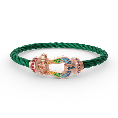 [Zalyn]FORCE LARGE HORSESHOE COLORED DIAMOND BRACELET - ROSE GOLD