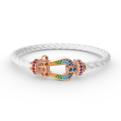 [Zalyn]FORCE LARGE HORSESHOE COLORED DIAMOND BRACELET - ROSE GOLD