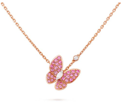 [Zalyn Jewelry ]BUTTERFLY RED DIAMOND ROSE GOLD NECKLACE