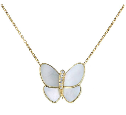 [Zalyn Jewelry ]BUTTERFLY GOLD MOP DIAMOND NECKLACE