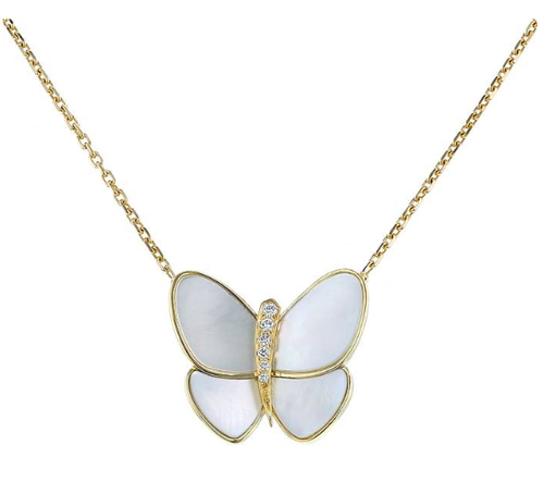 [Zalyn Jewelry ]BUTTERFLY GOLD MOP DIAMOND NECKLACE