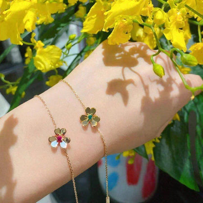 [Zalyn Jewelry ]FRIVOLE GOLD FLOWER PINK MALACHITE BRACELET