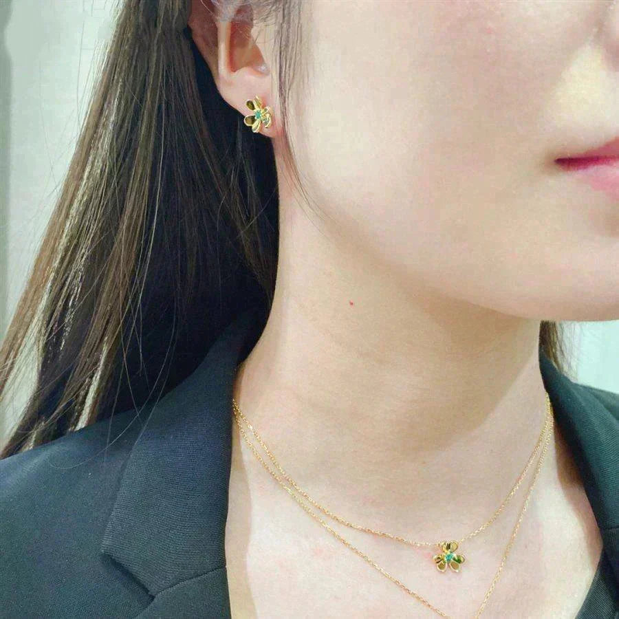 [Zalyn Jewelry ]FRIVOLE  FLOWER MALACHITE EARRINGS