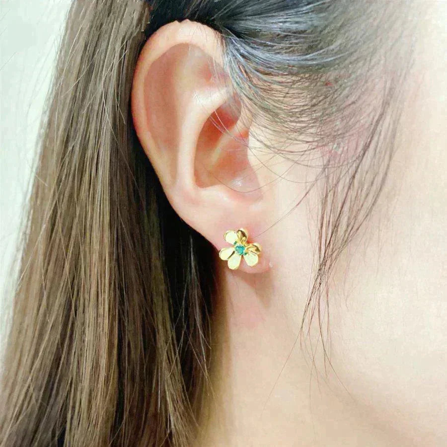 [Zalyn Jewelry ]FRIVOLE  FLOWER MALACHITE EARRINGS