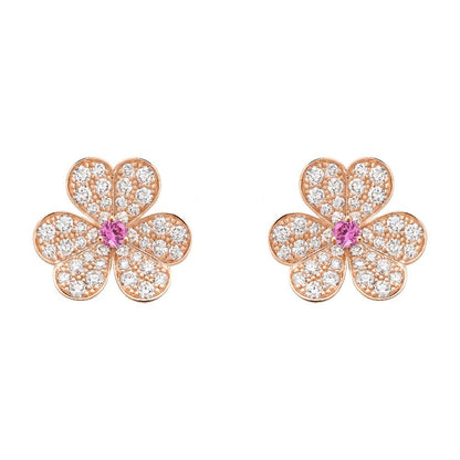 [Zalyn Jewelry ]FRIVOLE PINK GOLD FLOWER DIAMOND EARRINGS