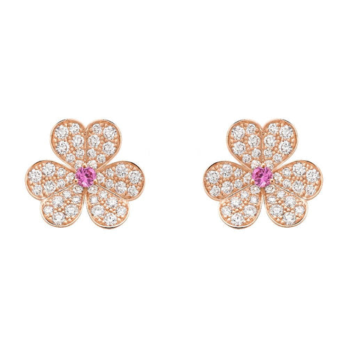 [Zalyn Jewelry ]FRIVOLE PINK GOLD FLOWER DIAMOND EARRINGS