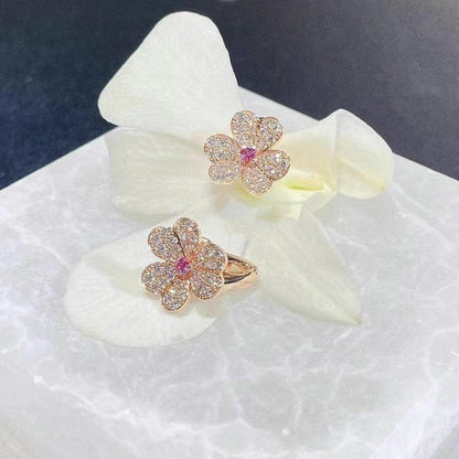 [Zalyn Jewelry ]FRIVOLE PINK GOLD FLOWER DIAMOND EARRINGS
