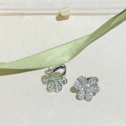 [Zalyn Jewelry ]FRIVOLE SILVER FLOWER DIAMOND EARRINGS