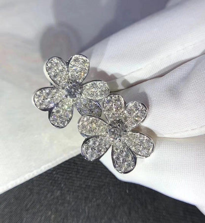 [Zalyn Jewelry ]FRIVOLE SILVER FLOWER DIAMOND EARRINGS