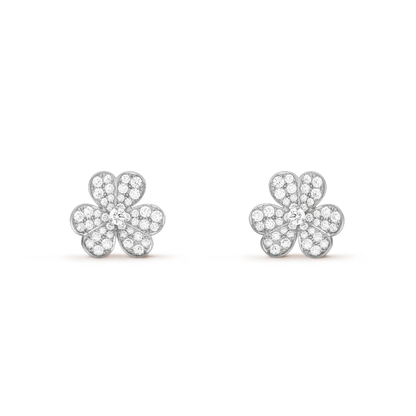 [Zalyn Jewelry ]FRIVOLE SILVER FLOWER DIAMOND EARRINGS