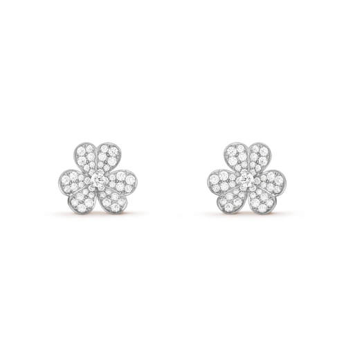 [Zalyn Jewelry ]FRIVOLE SILVER FLOWER DIAMOND EARRINGS