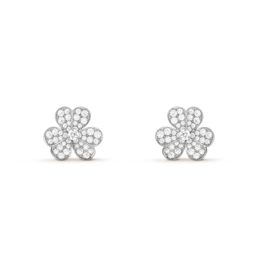 [Zalyn Jewelry ]FRIVOLE SILVER FLOWER DIAMOND EARRINGS
