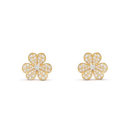 [Zalyn Jewelry ]FRIVOLE GOLD FLOWER DIAMOND EARRINGS