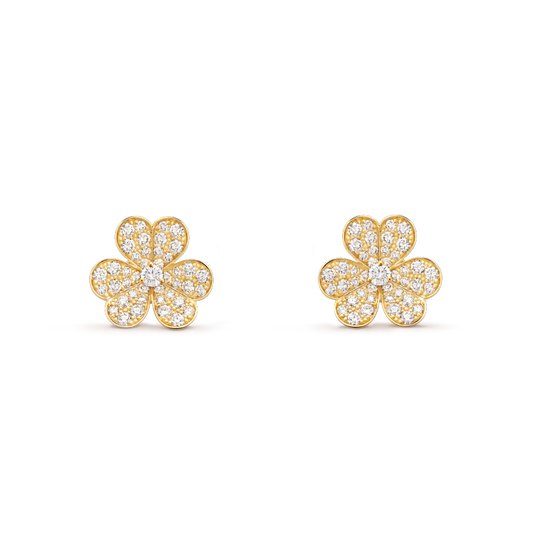 [Zalyn Jewelry ]FRIVOLE GOLD FLOWER DIAMOND EARRINGS