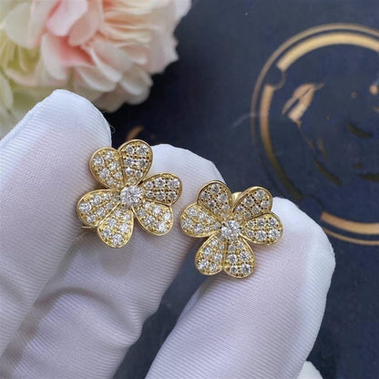 [Zalyn Jewelry ]FRIVOLE GOLD FLOWER DIAMOND EARRINGS