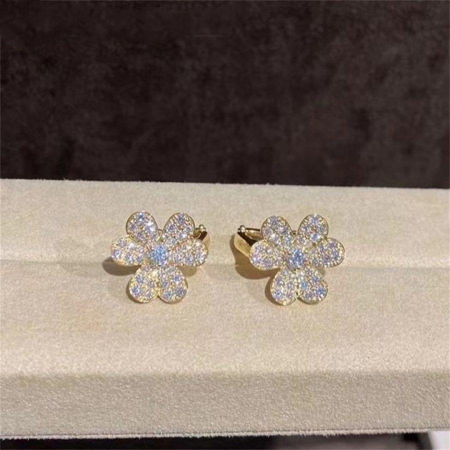[Zalyn Jewelry ]FRIVOLE GOLD FLOWER DIAMOND EARRINGS
