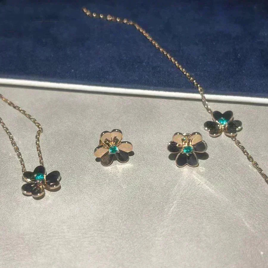 [Zalyn Jewelry ]FRIVOLE  FLOWER MALACHITE EARRINGS
