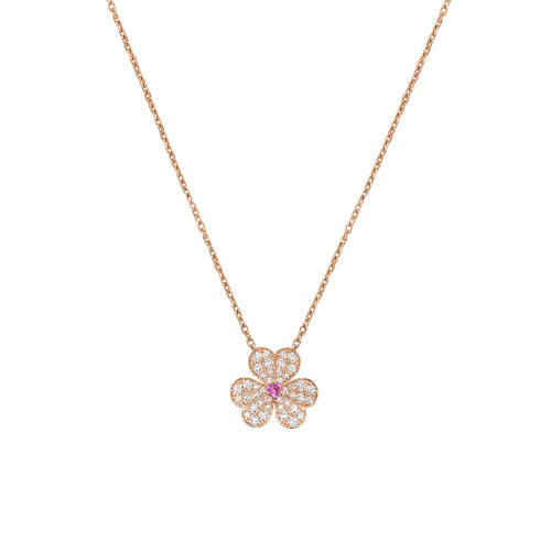 [Zalyn Jewelry ]FRIVOLE ROSE GOLD FLOWER DIAMOND NECKLACE