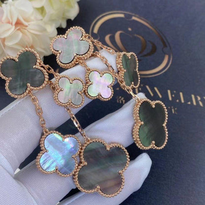 [Zalyn Jewelry ]CLOVER EARRINGS DARK MOP 4 MOTIFS ROSE GOLD