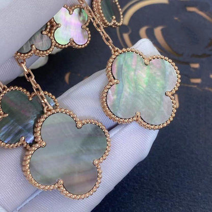 [Zalyn Jewelry ]CLOVER EARRINGS DARK MOP 4 MOTIFS ROSE GOLD