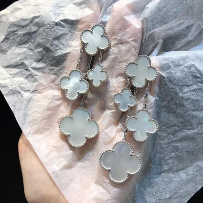 [Zalyn Jewelry ]CLOVER EARRINGS WHITE MOP 4 MOTIFS SILVER