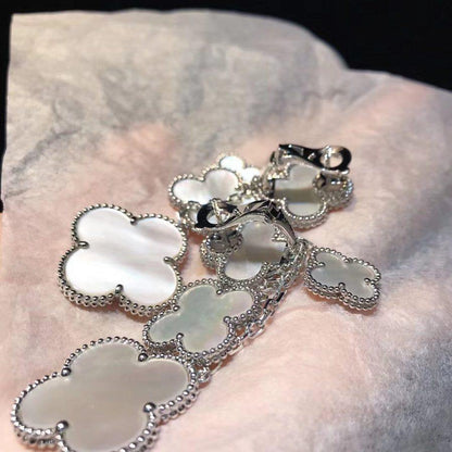 [Zalyn Jewelry ]CLOVER EARRINGS WHITE MOP 4 MOTIFS SILVER