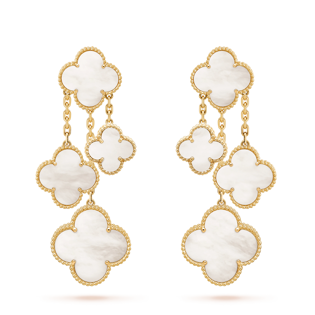 [Zalyn Jewelry ]CLOVER EARRINGS WHITE MOP 4 MOTIFS GOLD