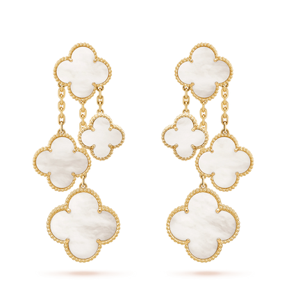 [Zalyn Jewelry ]CLOVER EARRINGS WHITE MOP 4 MOTIFS GOLD
