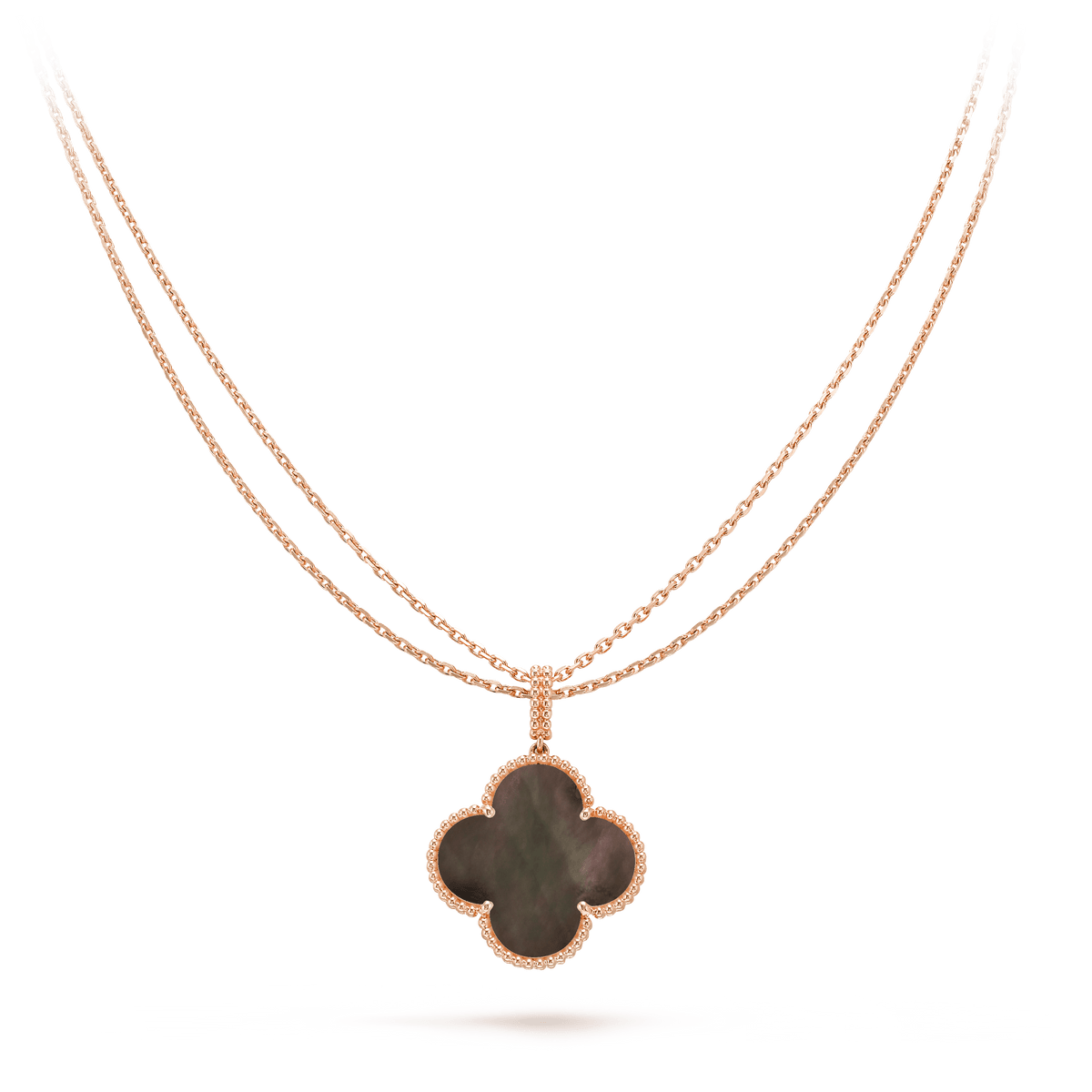[Zalyn Jewelry ]CLOVER 25MM GOLD DARK MOP BIG CLOVER NECKLACE