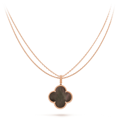 [Zalyn Jewelry ]CLOVER 25MM GOLD DARK MOP BIG CLOVER NECKLACE
