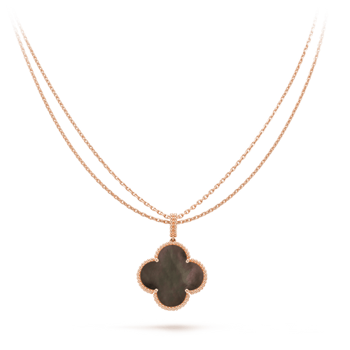 [Zalyn Jewelry ]CLOVER 25MM GOLD DARK MOP BIG CLOVER NECKLACE