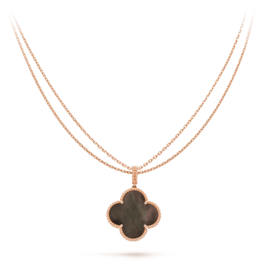[Zalyn Jewelry ]CLOVER 25MM GOLD DARK MOP BIG CLOVER NECKLACE