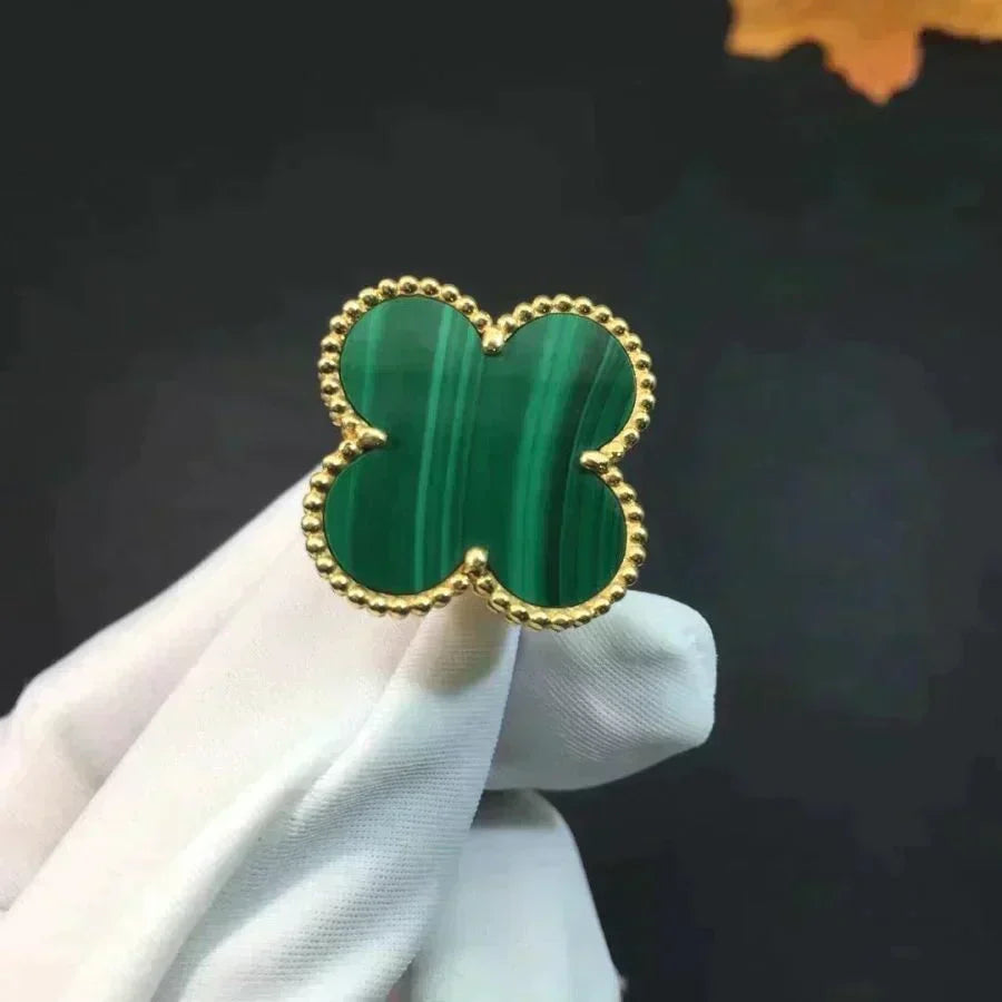 [Zalyn Jewelry ]CLOVER MALACHITE RING