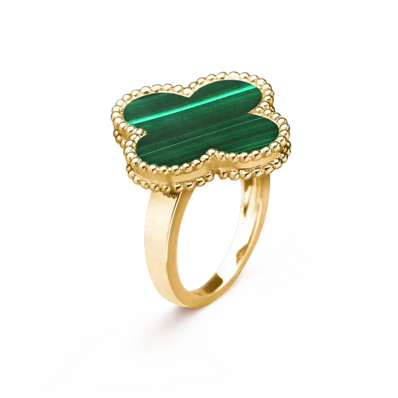 [Zalyn Jewelry ]CLOVER MALACHITE RING