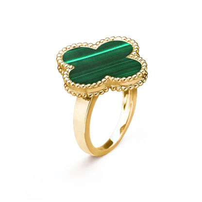 [Zalyn Jewelry ]CLOVER MALACHITE RING