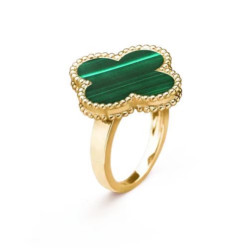 [Zalyn Jewelry ]CLOVER MALACHITE RING