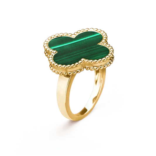 [Zalyn Jewelry ]CLOVER MALACHITE RING