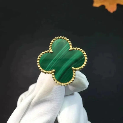 [Zalyn Jewelry ]CLOVER MALACHITE RING