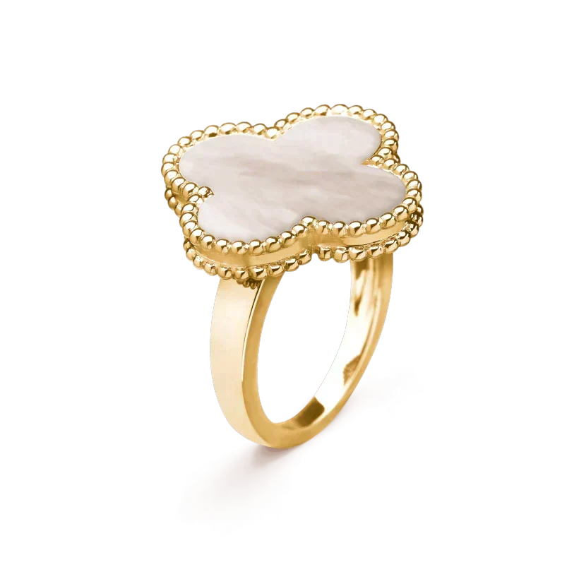 [Zalyn Jewelry ]CLOVER WHITE MOP RING