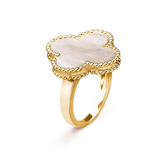 [Zalyn Jewelry ]CLOVER WHITE MOP RING