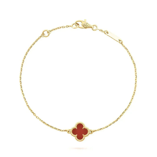 [Zalyn Jewelry ]CLOVER  CARNELIAN SINGLE FLOWER BRACELET