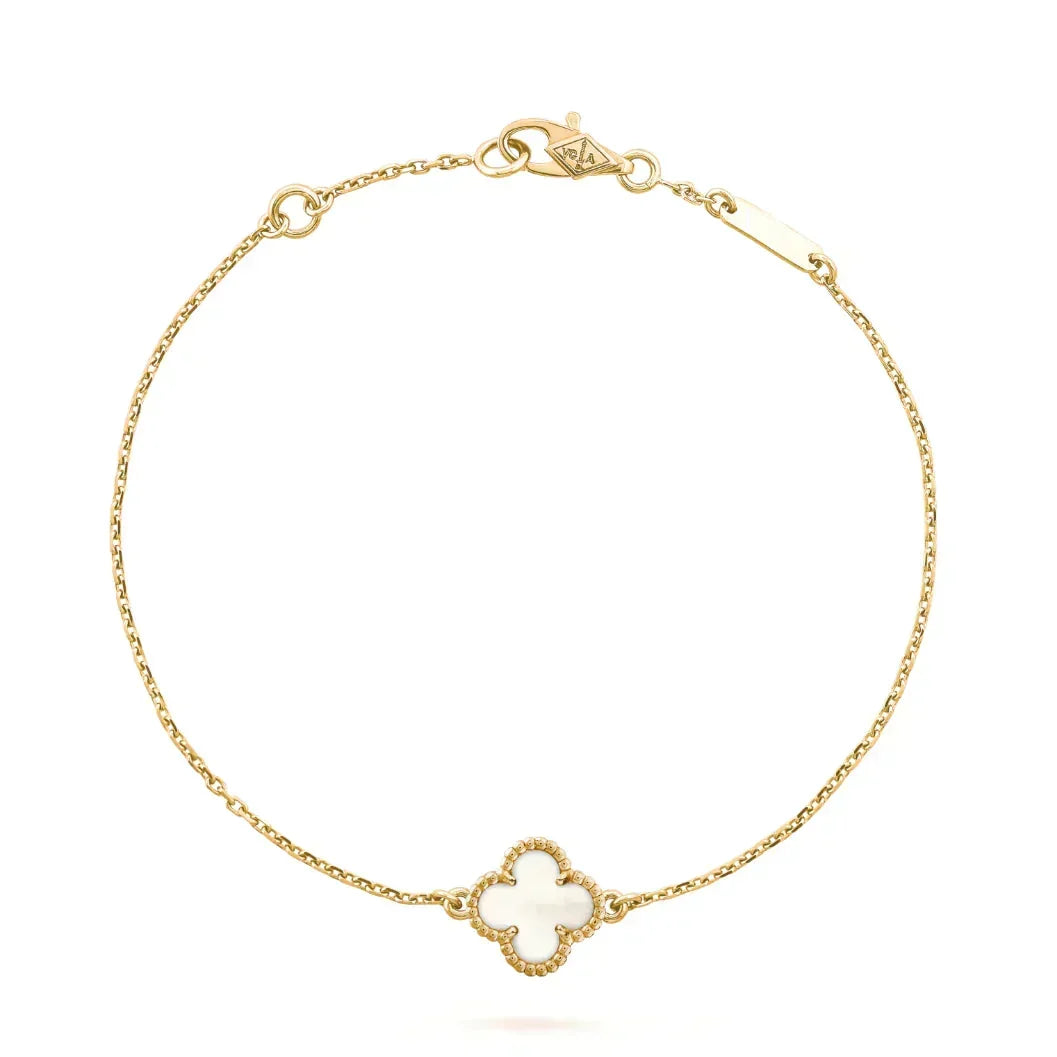 [Zalyn Jewelry ]CLOVER WHITE MOP SINGLE FLOWER BRACELET