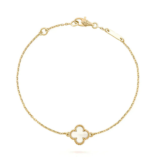 [Zalyn Jewelry ]CLOVER WHITE MOP SINGLE FLOWER BRACELET