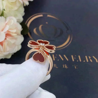 [Zalyn Jewelry ]SWEET CLOVER CARNELIAN RING