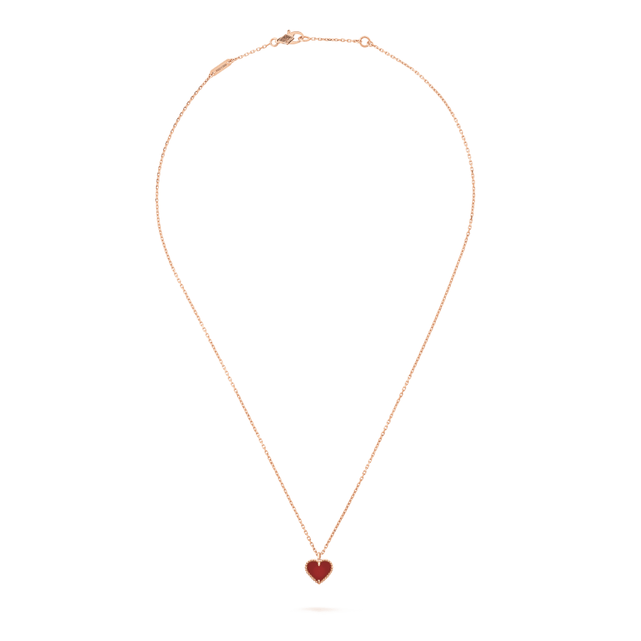 [Zalyn Jewelry ]SWEET CLOVER CARNELIAN HEART NECKLACE
