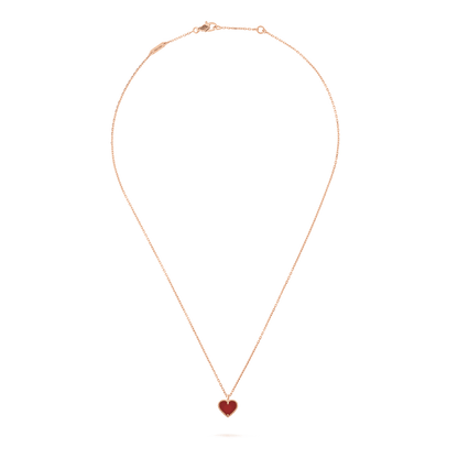 [Zalyn Jewelry ]SWEET CLOVER CARNELIAN HEART NECKLACE