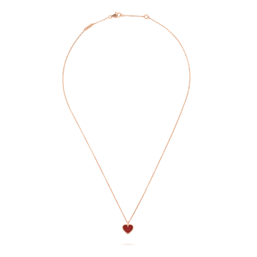 [Zalyn Jewelry ]SWEET CLOVER CARNELIAN HEART NECKLACE