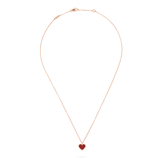 [Zalyn Jewelry ]SWEET CLOVER CARNELIAN HEART NECKLACE