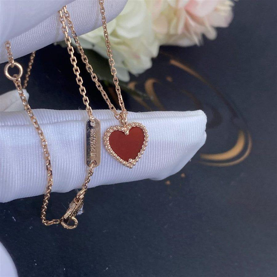 [Zalyn Jewelry ]SWEET CLOVER CARNELIAN HEART NECKLACE